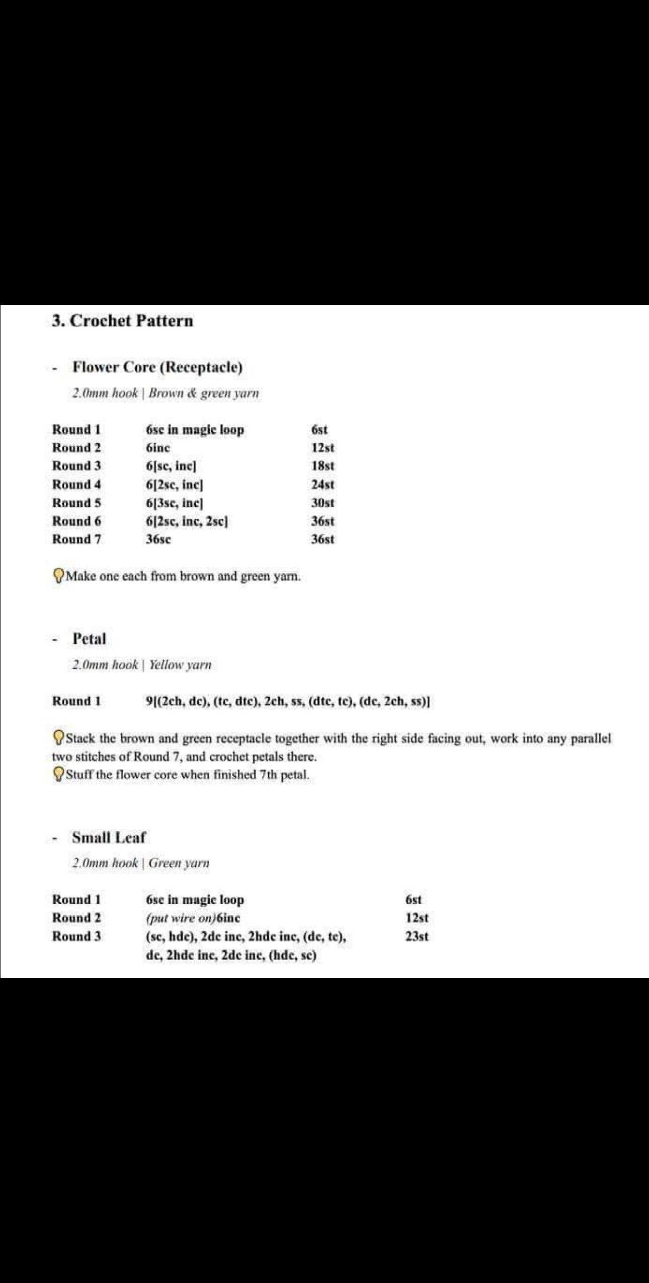 Free Crochet Pattern: Cute Sunflower in Pot with Detailed Chart and Material List