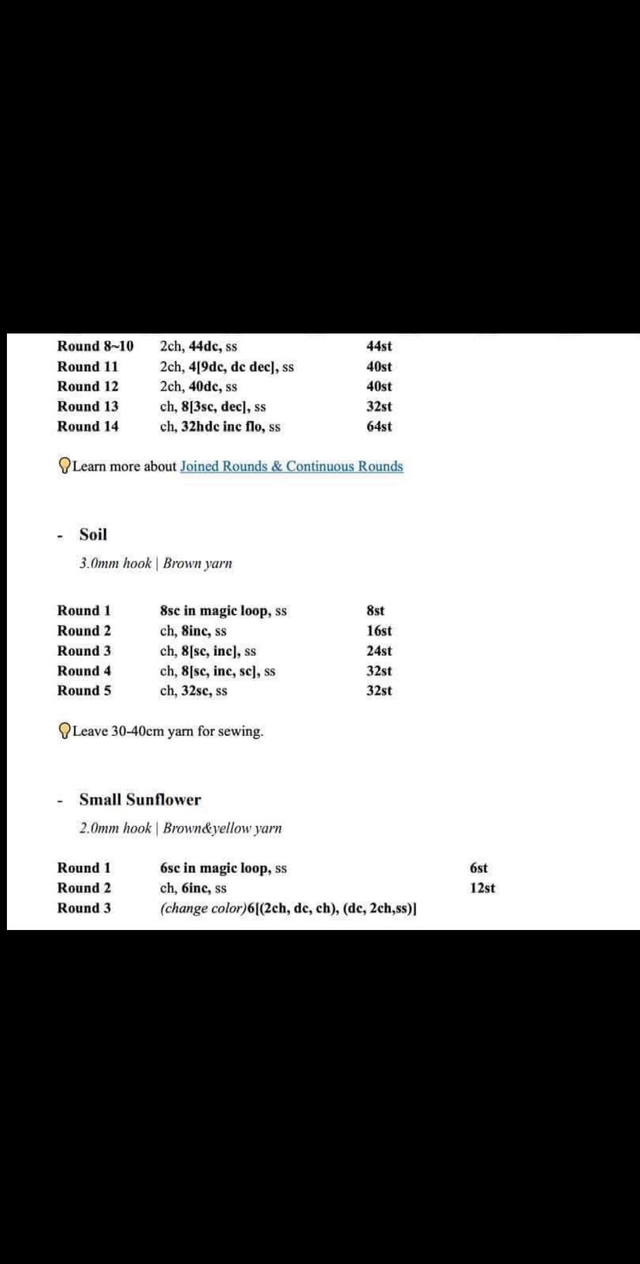 Free Crochet Pattern: Cute Sunflower in Pot with Detailed Chart and Material List