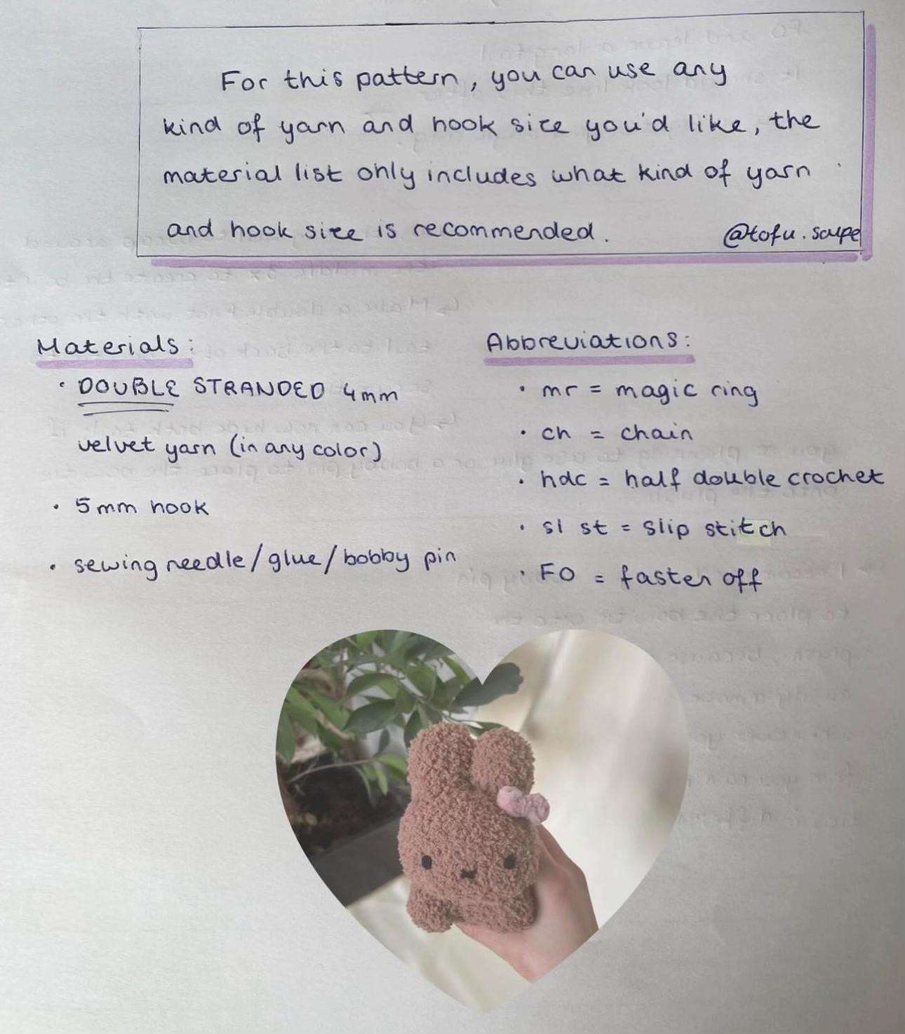 Free Crochet Pattern: Cute Velvet Bow Tie for Plush Doll