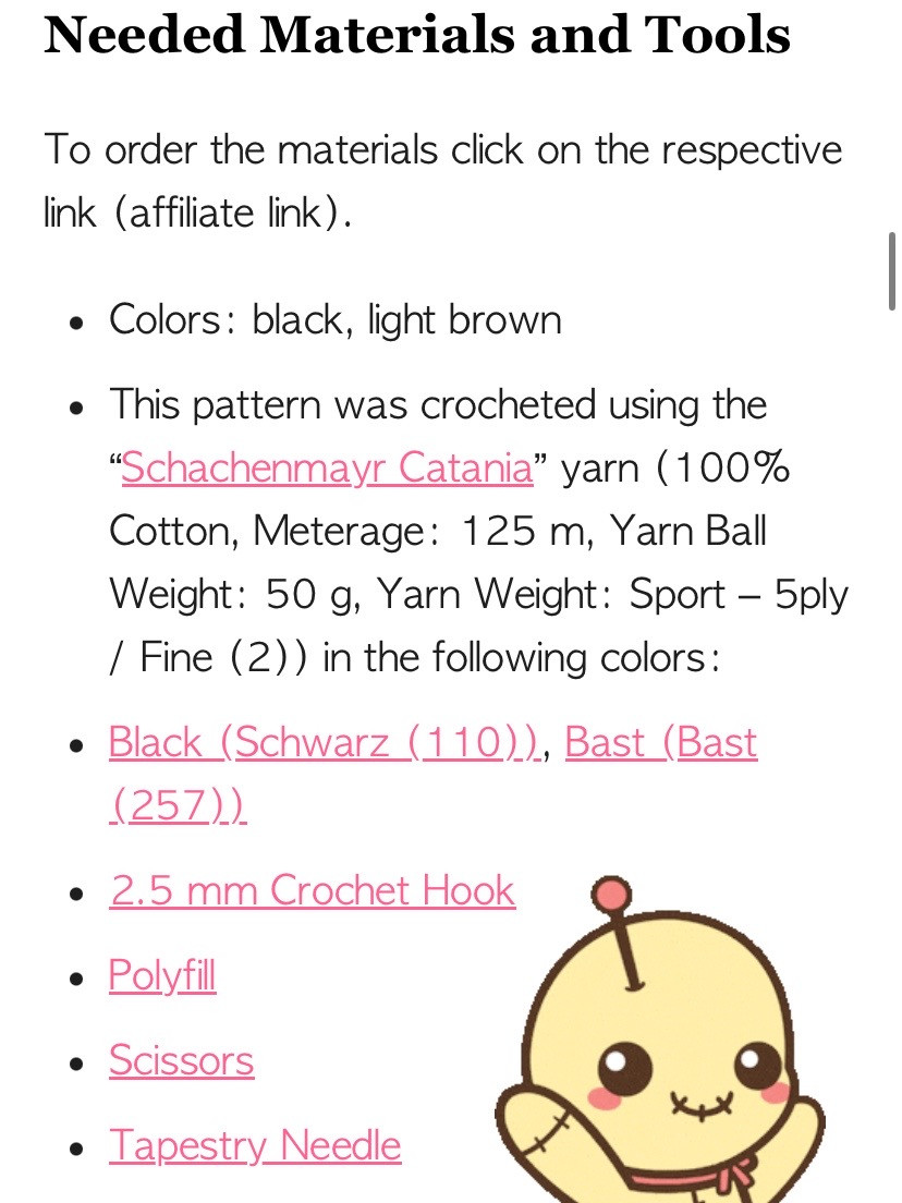 Free Crochet Pattern: Cute Voodoo Doll Amigurumi with Button Eyes