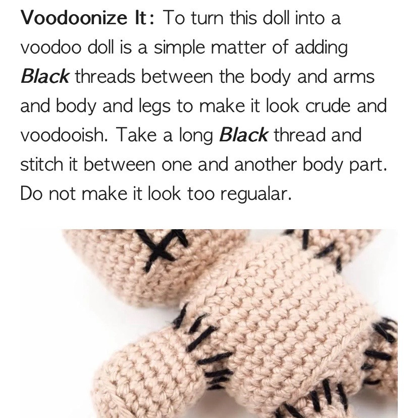 Free Crochet Pattern: Cute Voodoo Doll Amigurumi with Button Eyes