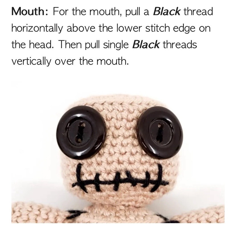 Free Crochet Pattern: Cute Voodoo Doll Amigurumi with Button Eyes