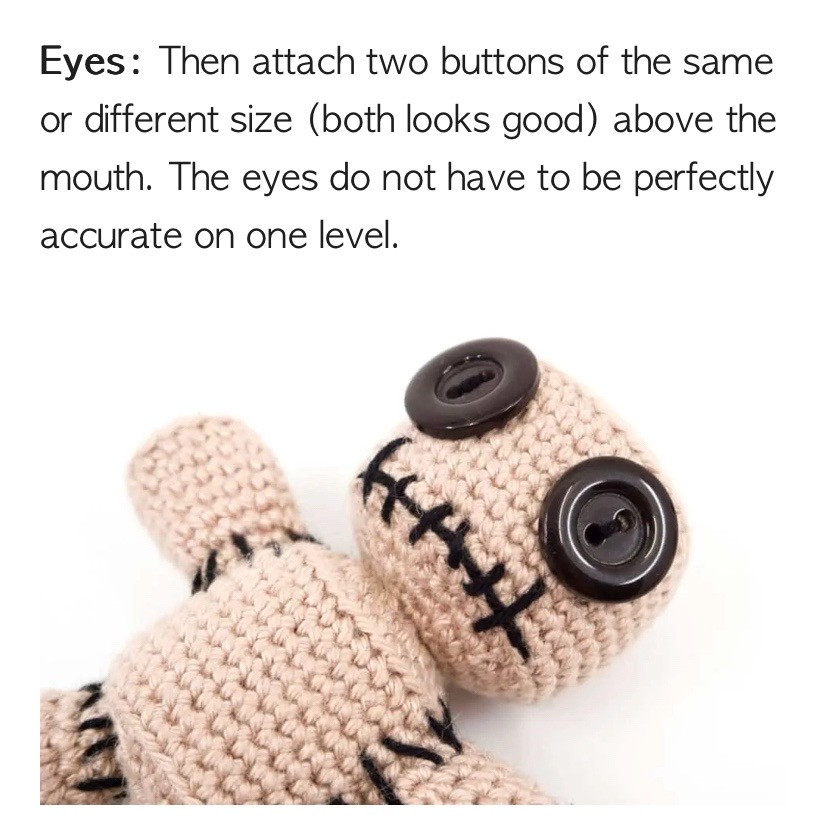 Free Crochet Pattern: Cute Voodoo Doll Amigurumi with Button Eyes