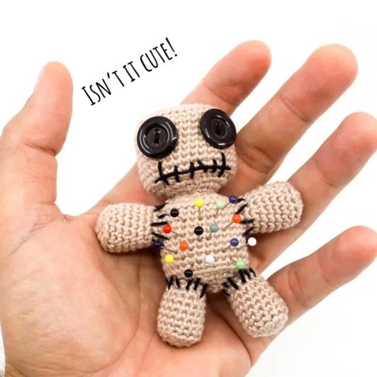 Free Crochet Pattern: Cute Voodoo Doll Amigurumi with Button Eyes