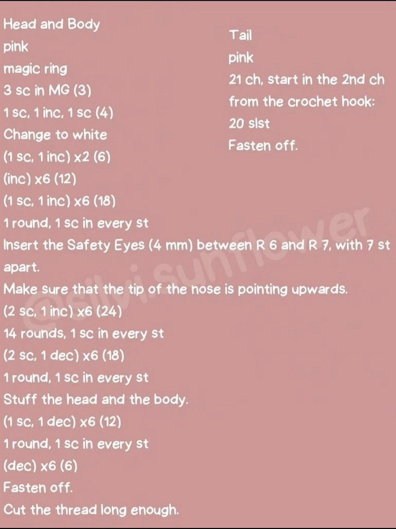 Free Crochet Pattern: Cute White and Pink Mouse Amigurumi