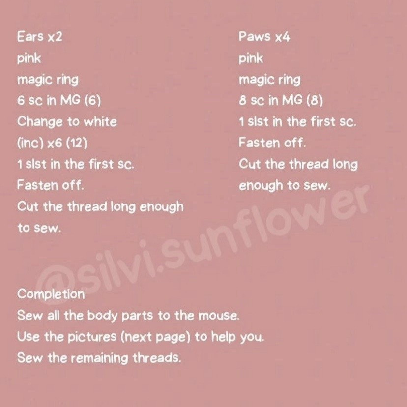 Free Crochet Pattern: Cute White and Pink Mouse Amigurumi