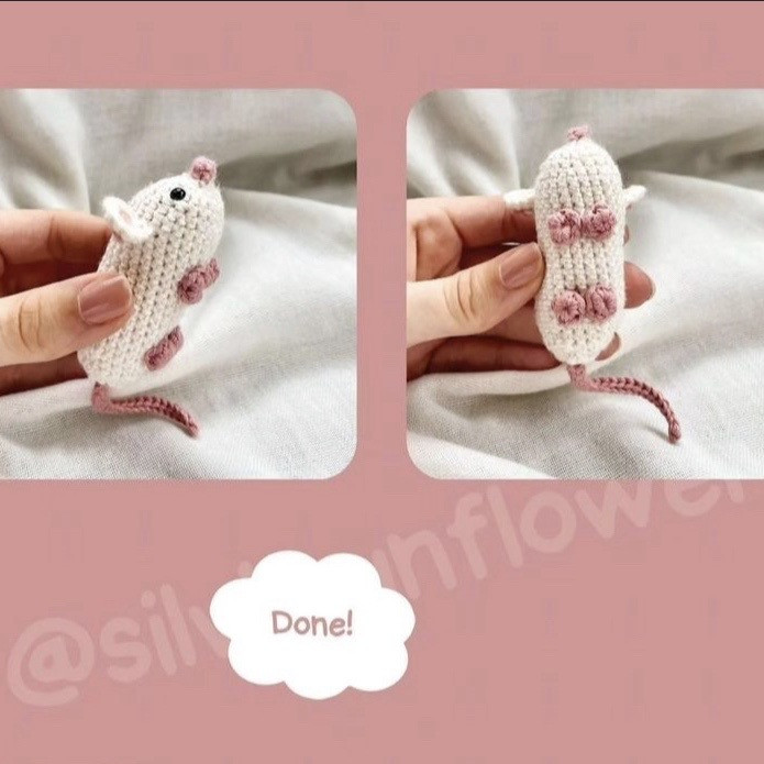 Free Crochet Pattern: Cute White and Pink Mouse Amigurumi