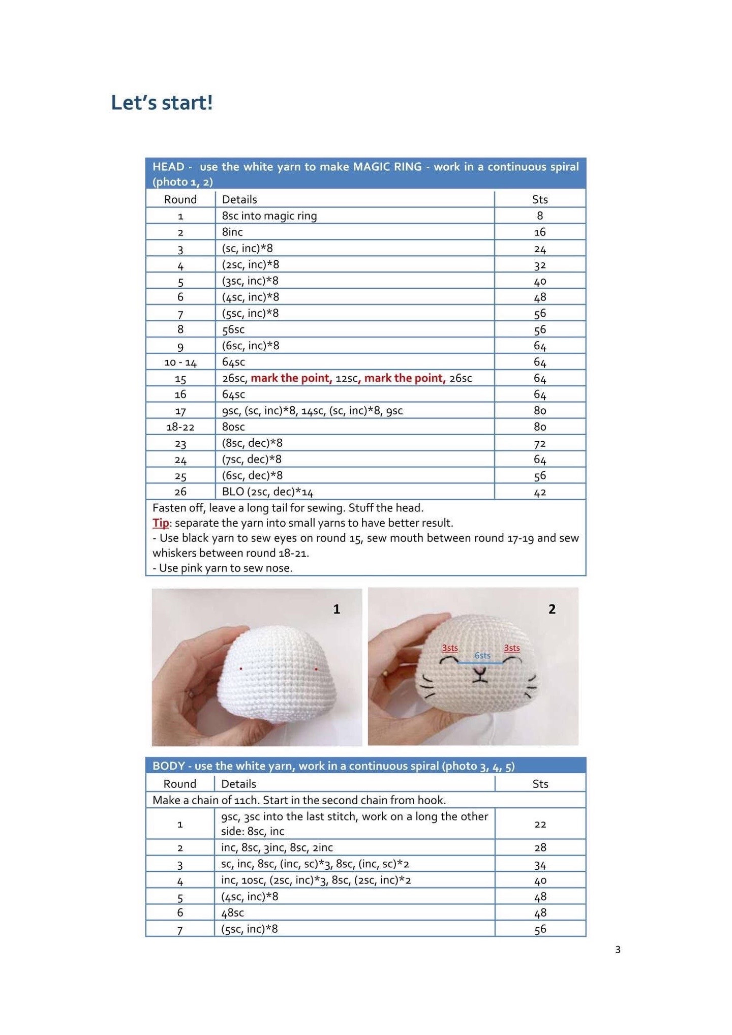 Free Crochet Pattern: Cute White Lucky Cat Amigurumi Doll with Red Skirt