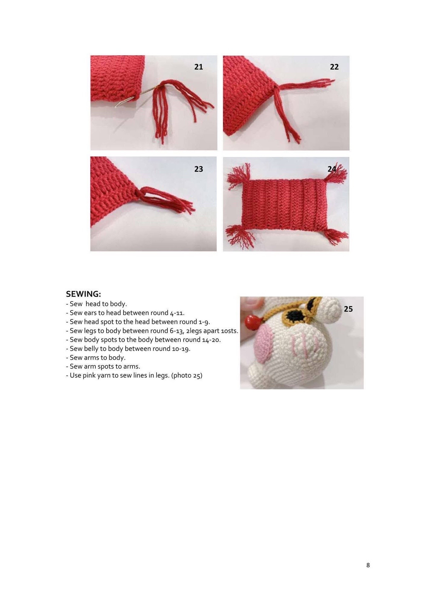 Free Crochet Pattern: Cute White Lucky Cat Amigurumi Doll with Red Skirt