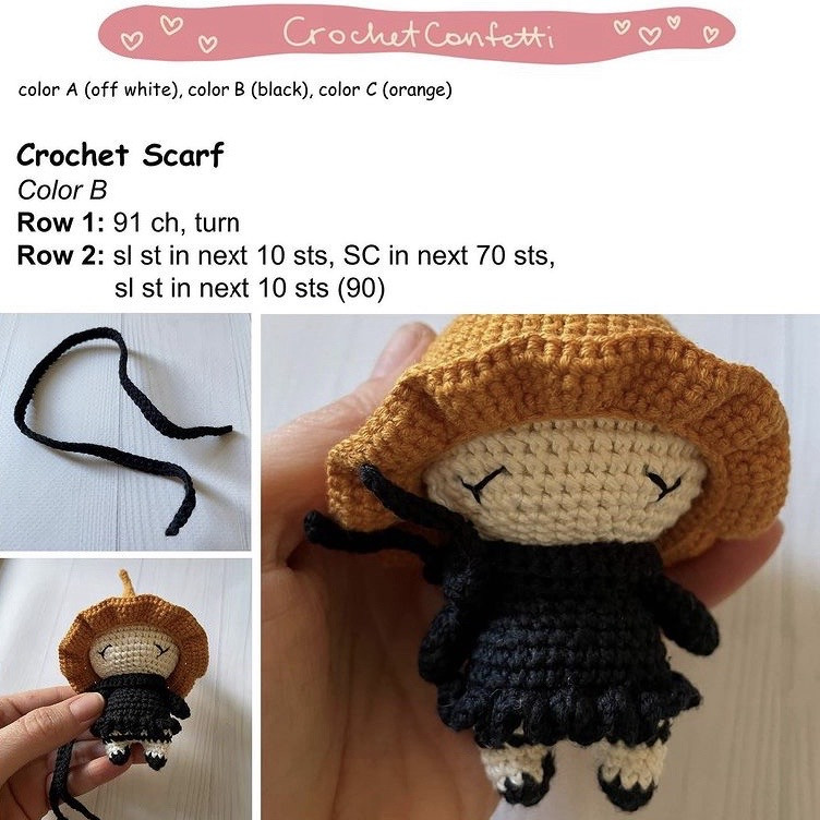 Free Crochet Pattern: Cute Witch Amigurumi Doll Tutorial