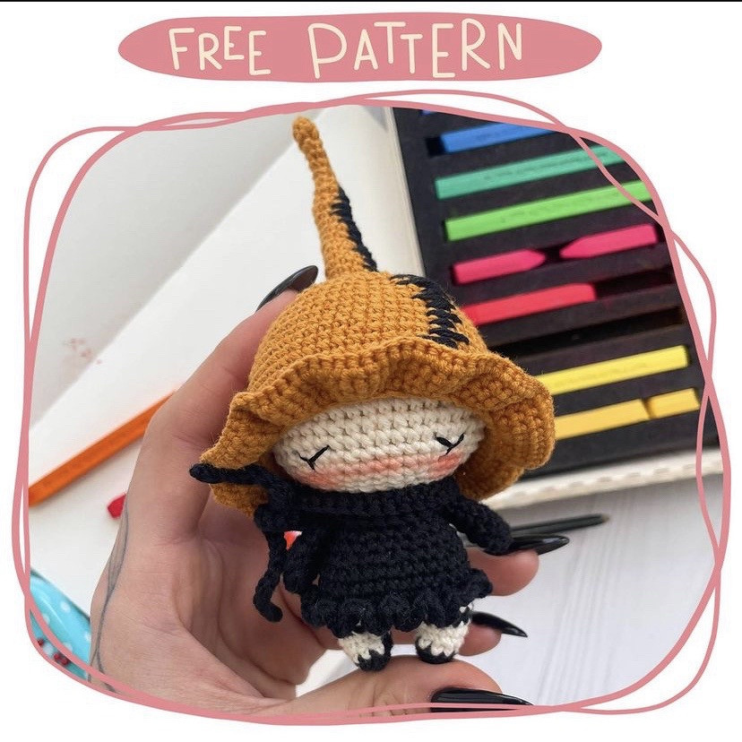 Free Crochet Pattern: Cute Witch Amigurumi Doll Tutorial