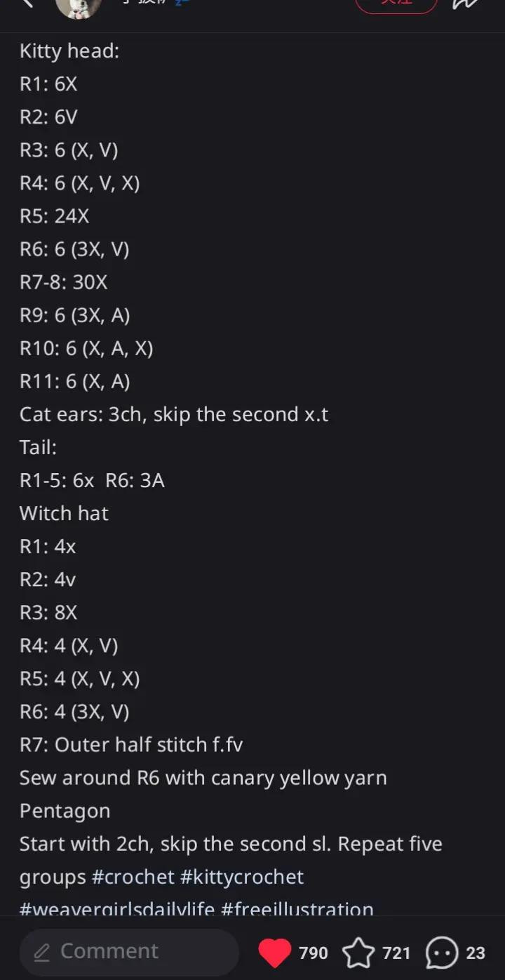 Free Crochet Pattern: Cute Witch Kitty Head Keychain with Hat and Tail