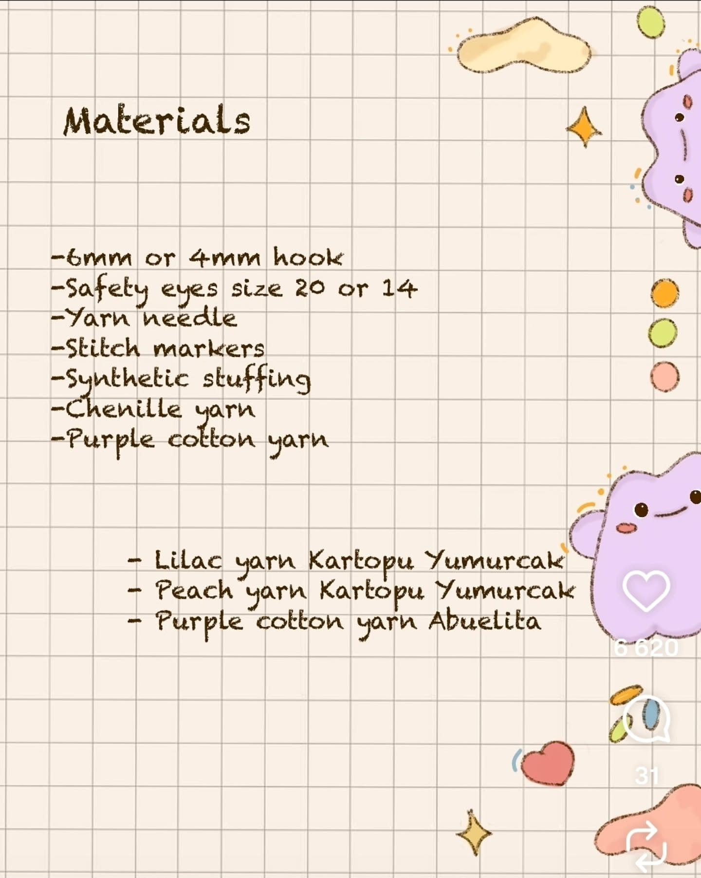 Free Crochet Pattern Ditto: Purple Amigurumi Doll with Materials and Instructions