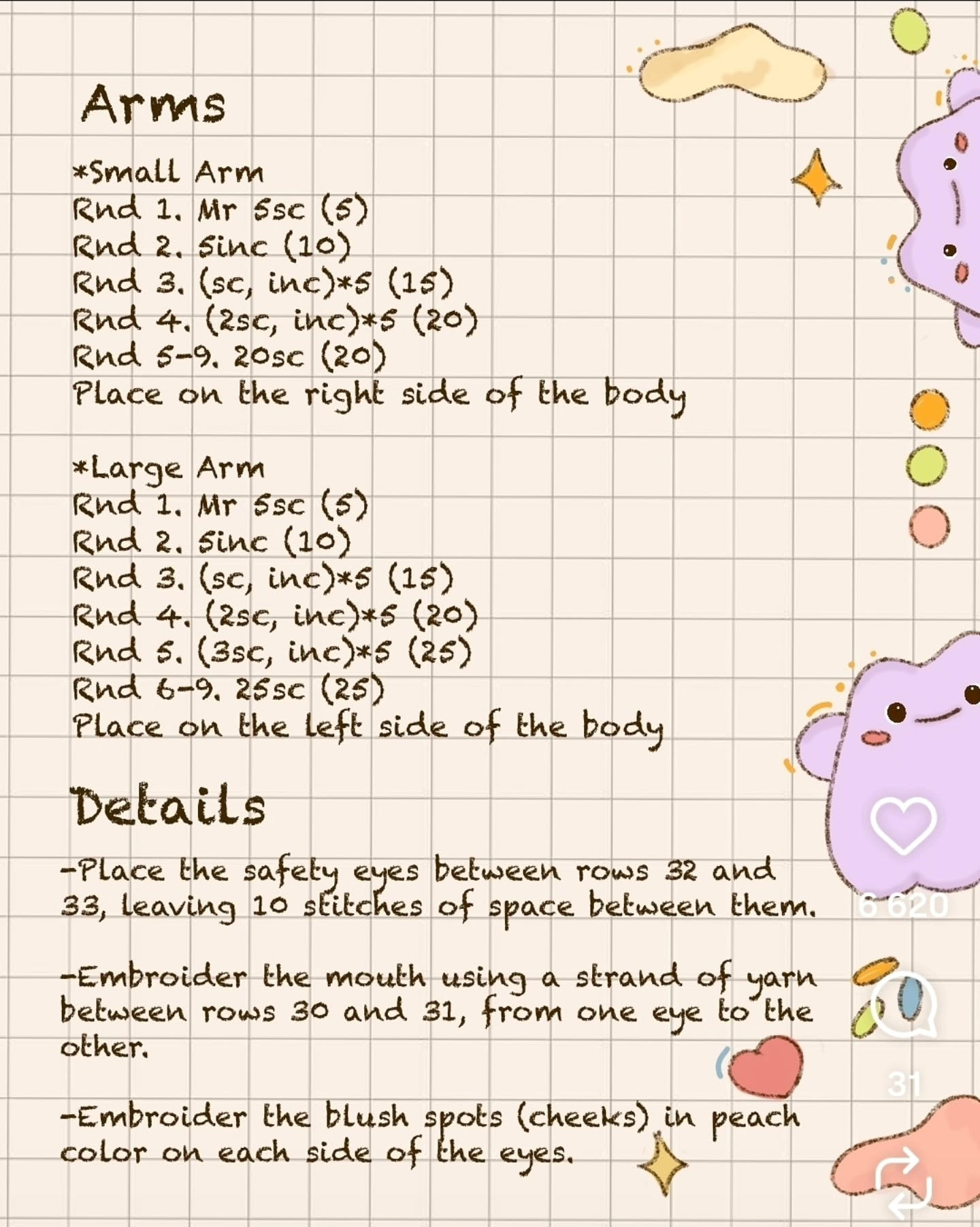 Free Crochet Pattern Ditto: Purple Amigurumi Doll with Materials and Instructions
