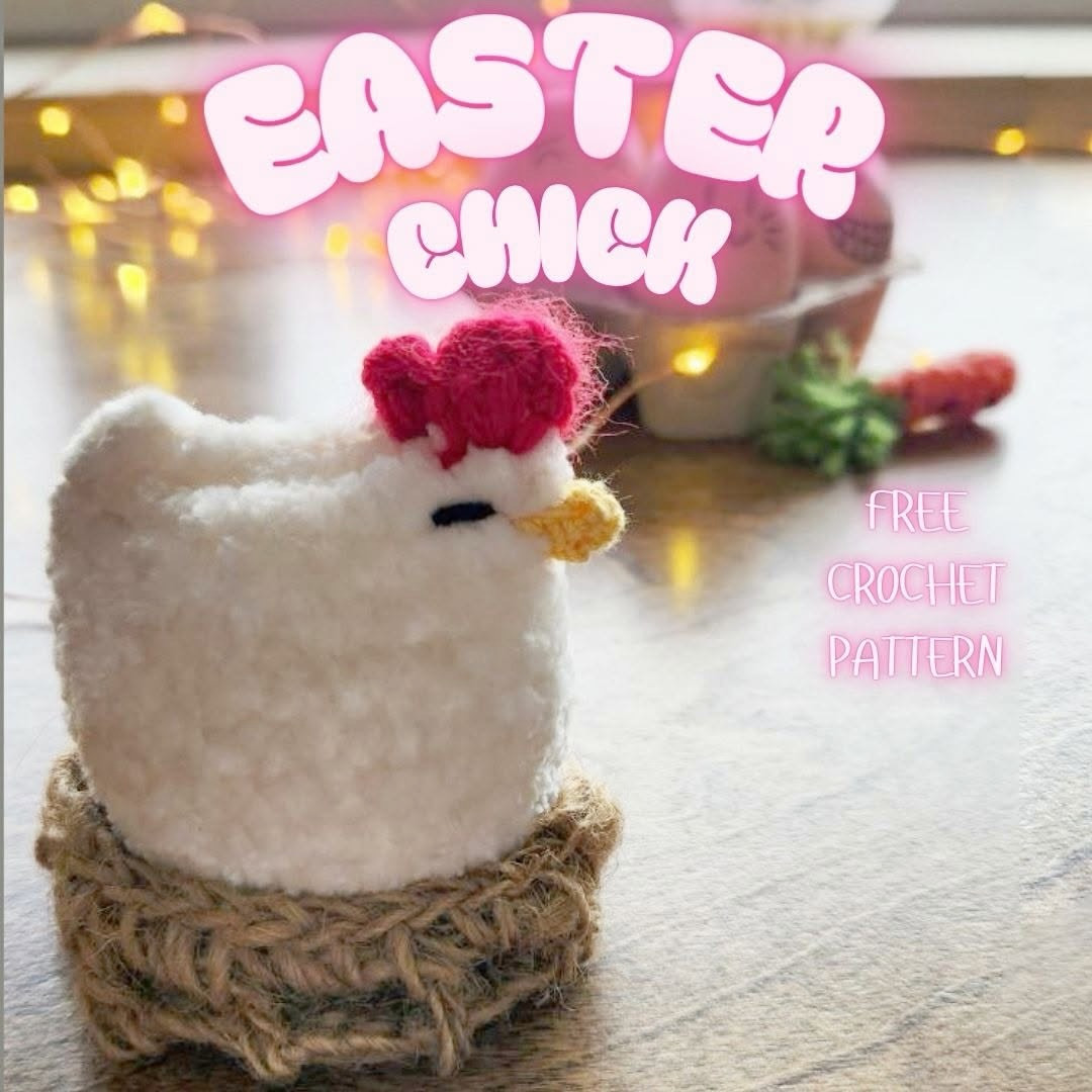 Free Crochet Pattern Easter Chick Amigurumi - Beginner Friendly White Velvet Chicken Design