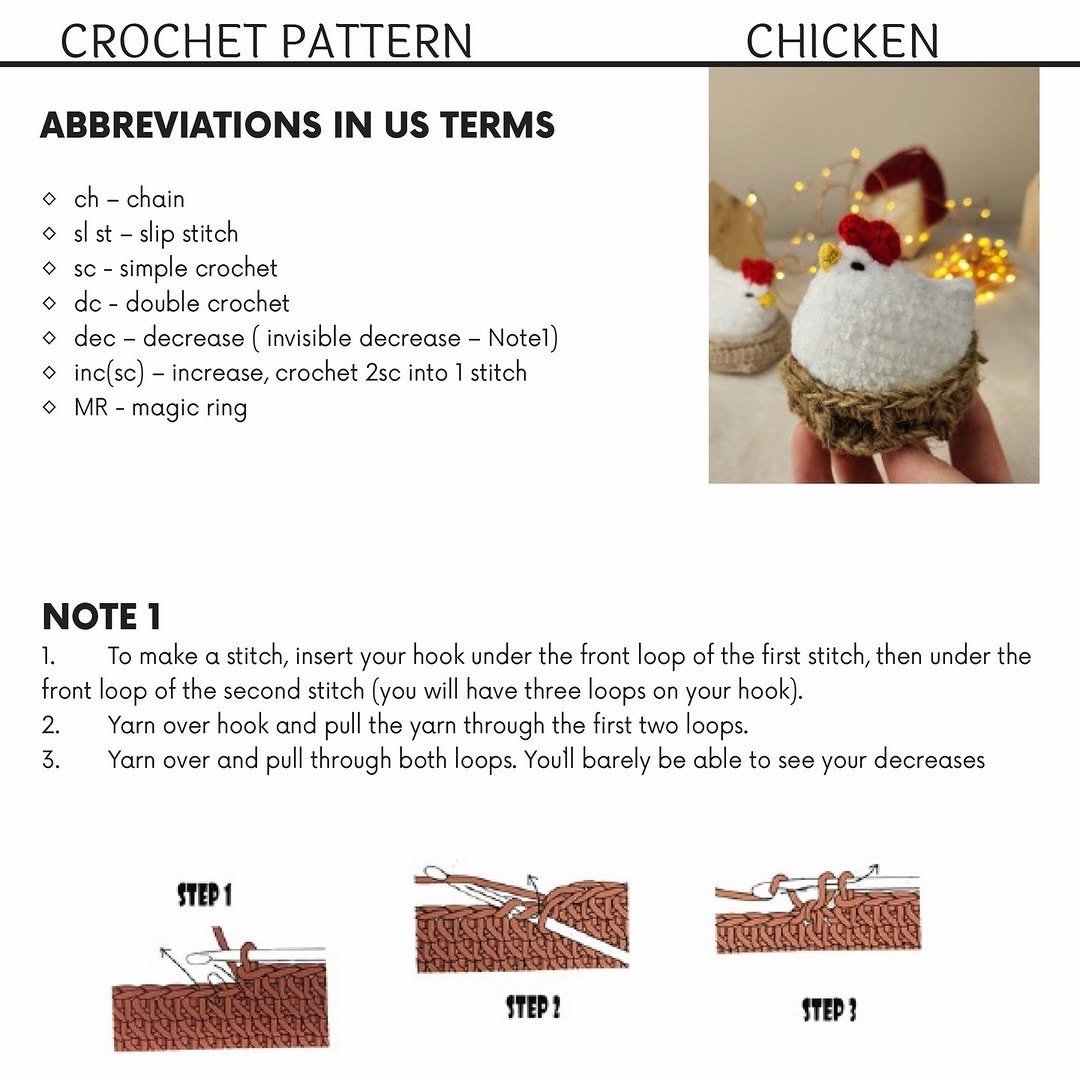 Free Crochet Pattern Easter Chick Amigurumi - Beginner Friendly White Velvet Chicken Design