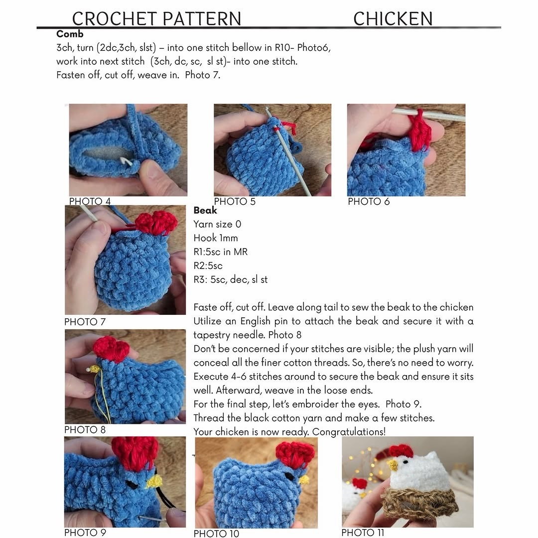 Free Crochet Pattern Easter Chick Amigurumi - Beginner Friendly White Velvet Chicken Design