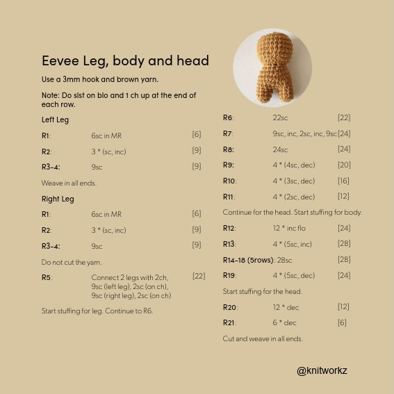 Free Crochet Pattern Eevee Poncho with Eevee Amigurumi Doll Tutorial