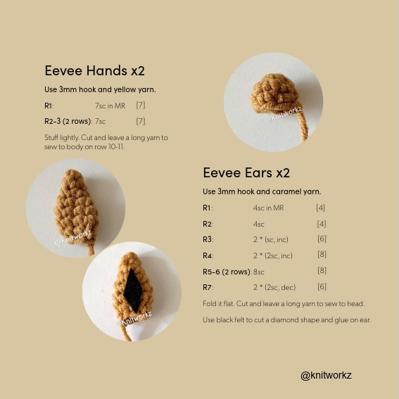 Free Crochet Pattern Eevee Poncho with Eevee Amigurumi Doll Tutorial