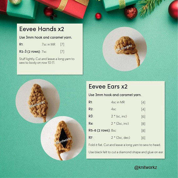 Free Crochet Pattern Eevee x Snowman Amigurumi Doll by Knitworkz