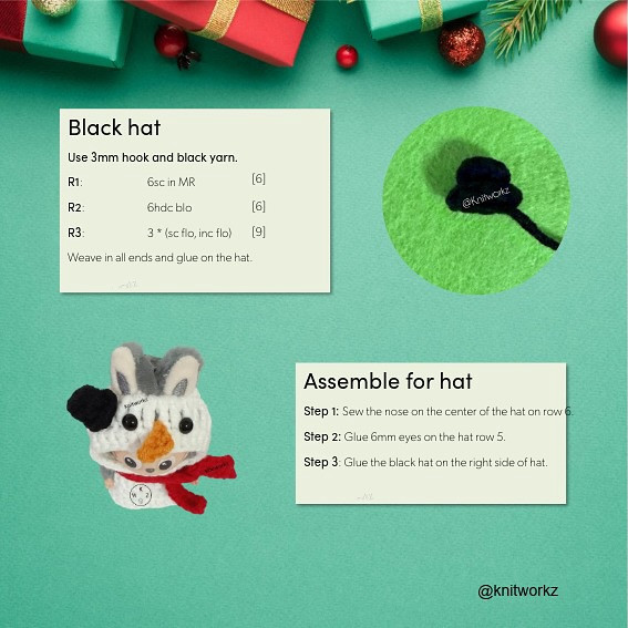 Free Crochet Pattern Eevee x Snowman Amigurumi Doll by Knitworkz