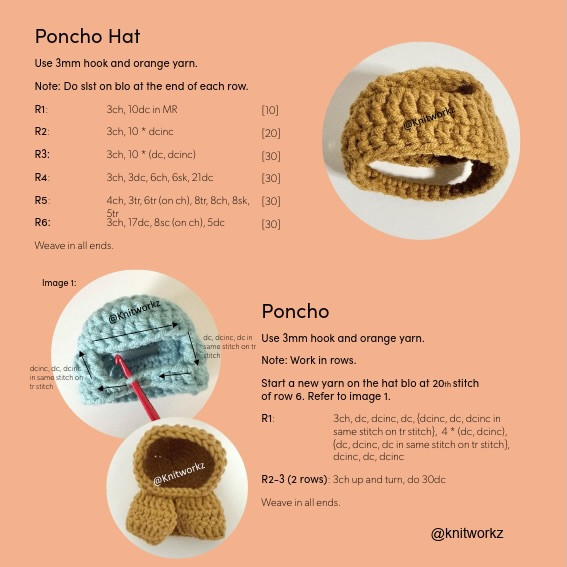 Free Crochet Pattern: Flareon Poncho with Eevee Amigurumi