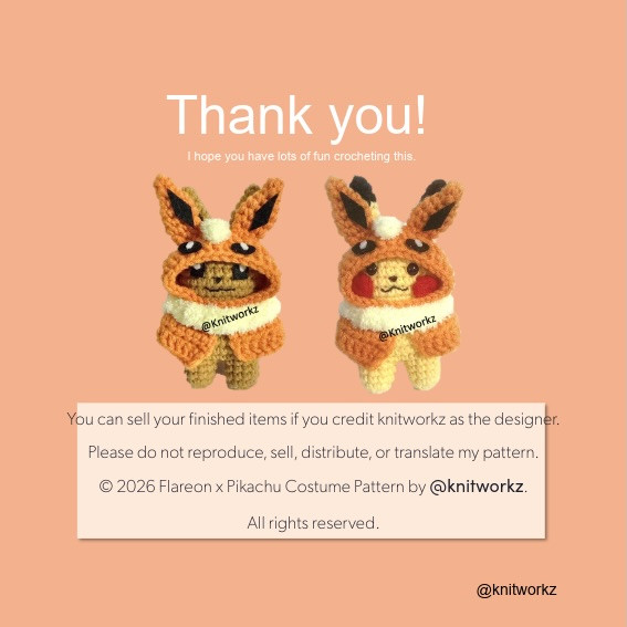 Free Crochet Pattern: Flareon Poncho with Eevee Amigurumi