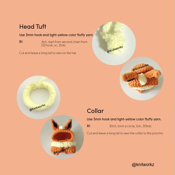 Free Crochet Pattern: Flareon Poncho with Eevee Amigurumi