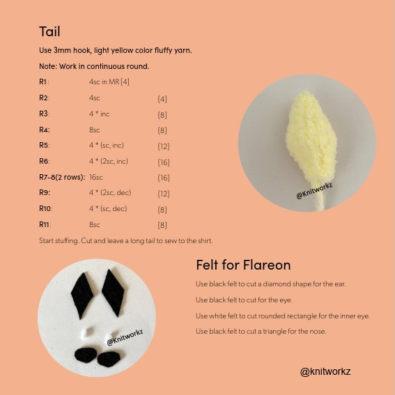 Free Crochet Pattern: Flareon Poncho with Eevee Amigurumi