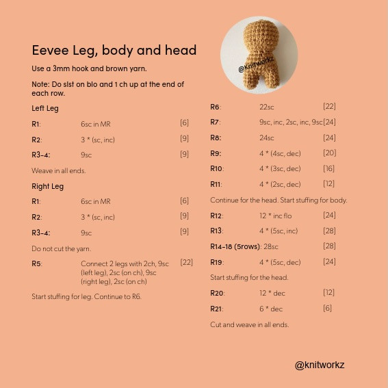 Free Crochet Pattern: Flareon Poncho with Eevee Amigurumi