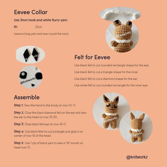 Free Crochet Pattern: Flareon Poncho with Eevee Amigurumi