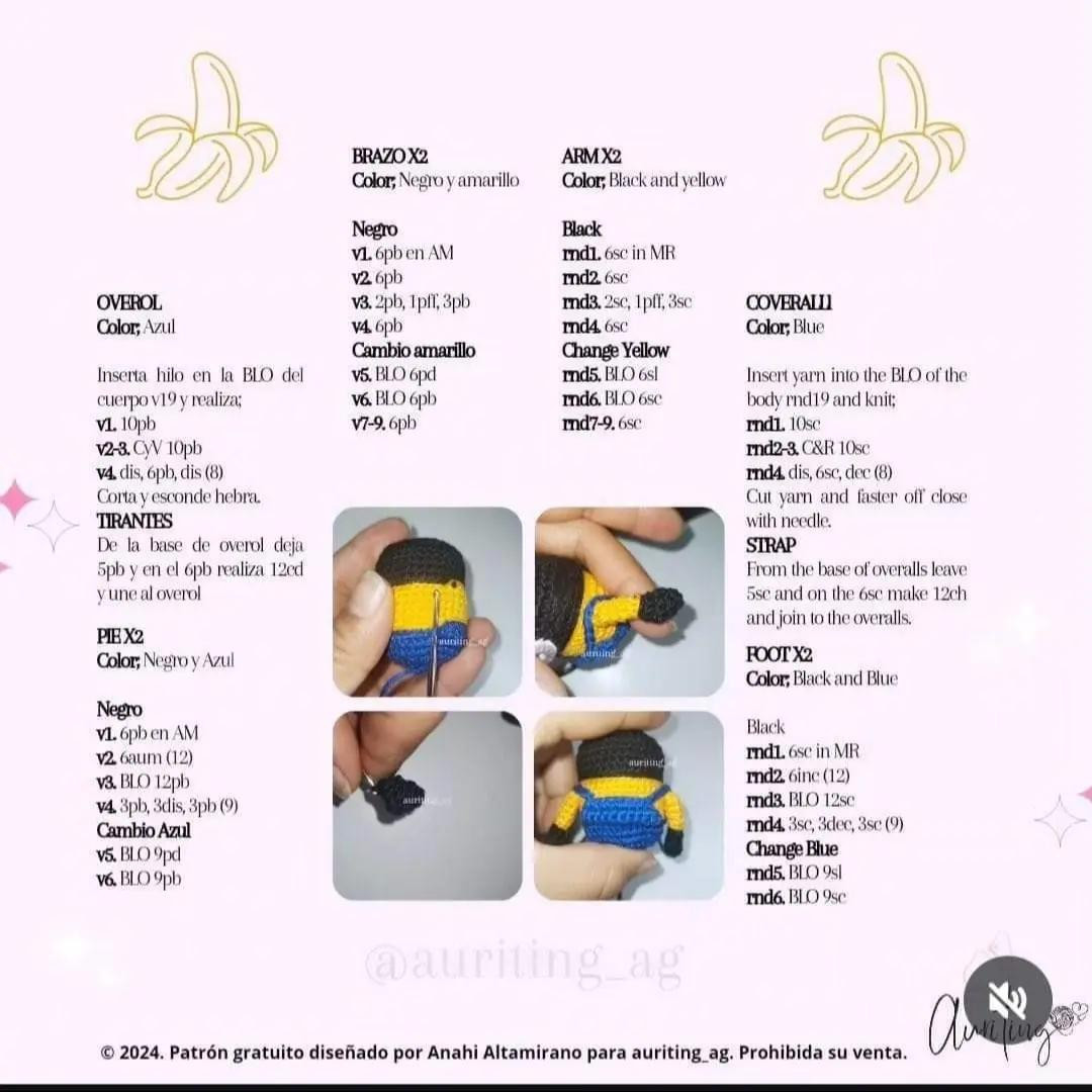 Free Crochet Pattern for Amigurumi Minions Dolls - Step-by-Step Guide with Materials and Abbreviations