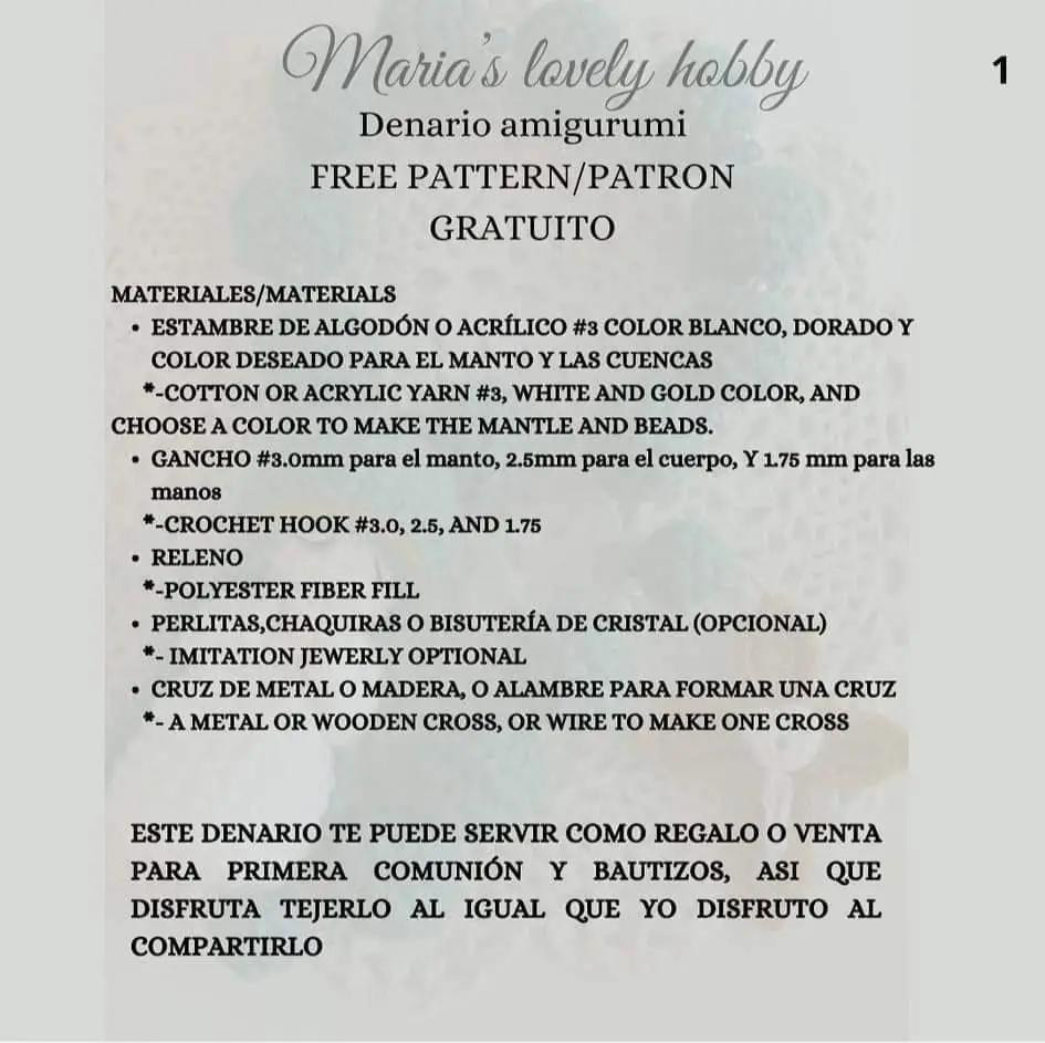 Free Crochet Pattern for Amigurumi Rosary with Virgin Mary Doll