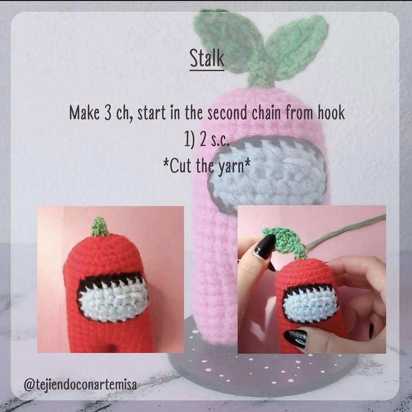 Free Crochet Pattern for Among Us Plant and Beret Amigurumi Dolls