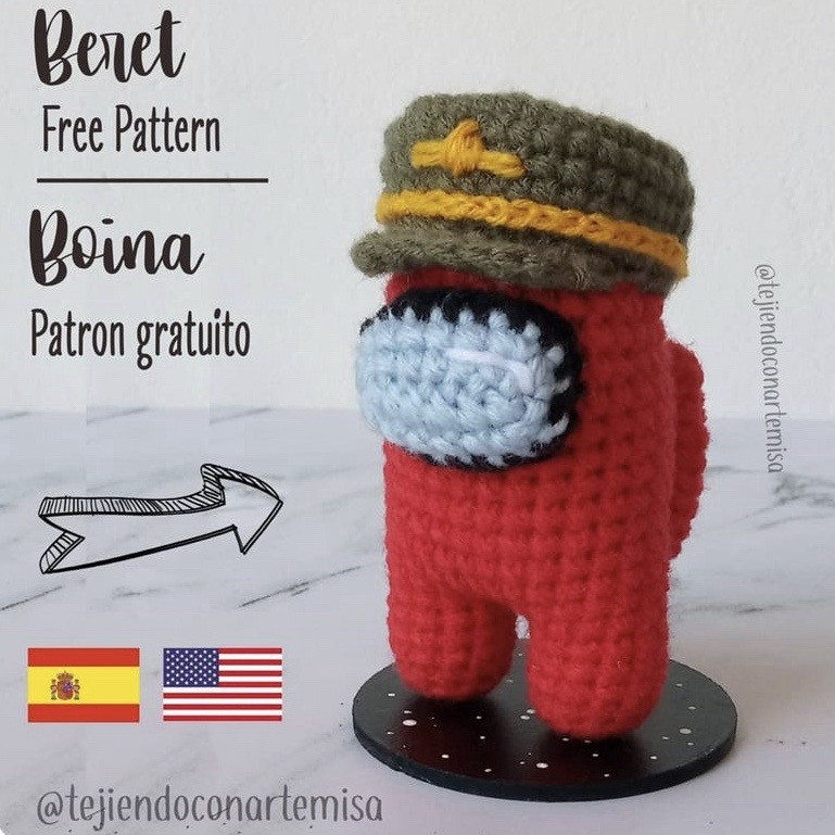 Free Crochet Pattern for Among Us Plant and Beret Amigurumi Dolls