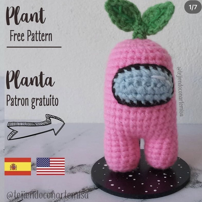 Free Crochet Pattern for Among Us Plant and Beret Amigurumi Dolls