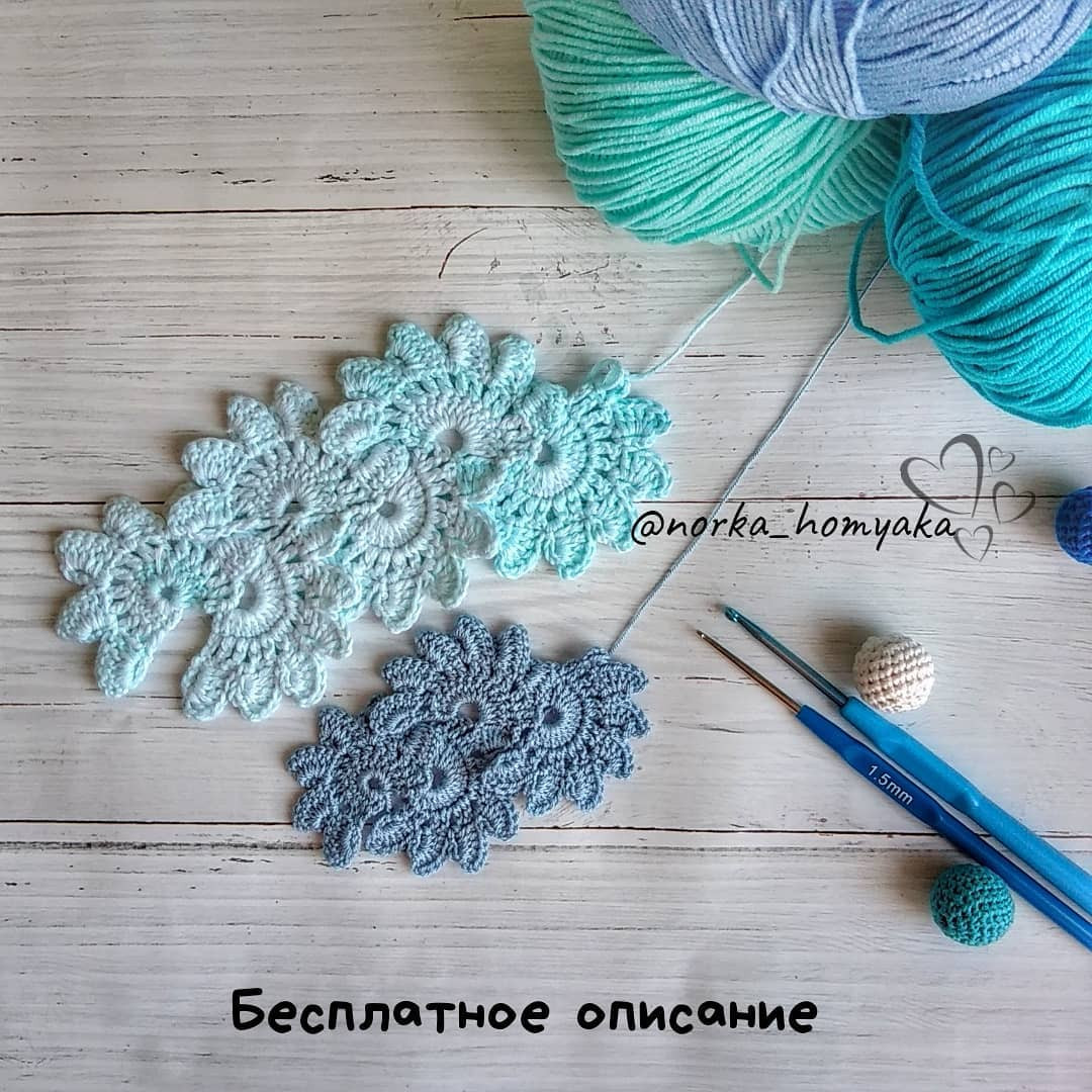 Free Crochet Pattern for Beautiful Floral Lace Trim in Blue and Teal