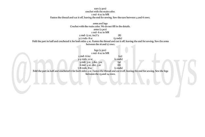 Free crochet pattern for brown teddy bear amigurumi by @medvedik.toys