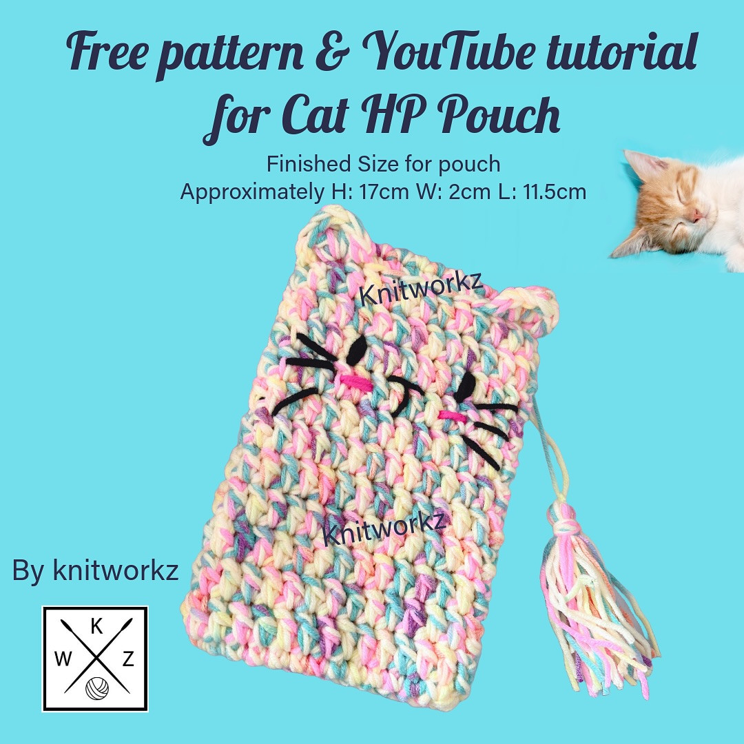 Free Crochet Pattern for Cat HP Pouch by Knitworkz