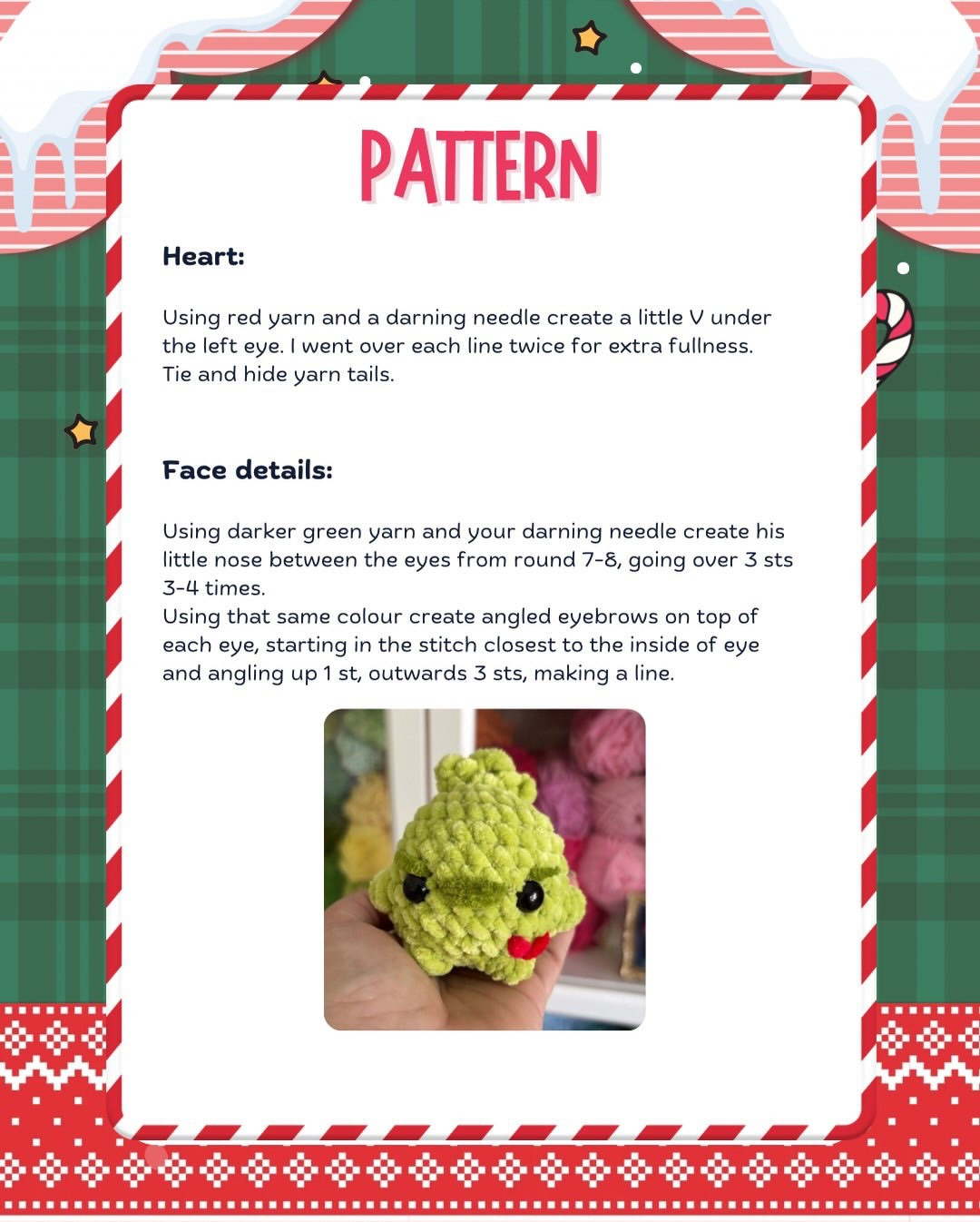 Free Crochet Pattern for Chonky Grinch Amigurumi Doll by Chanels Crochet