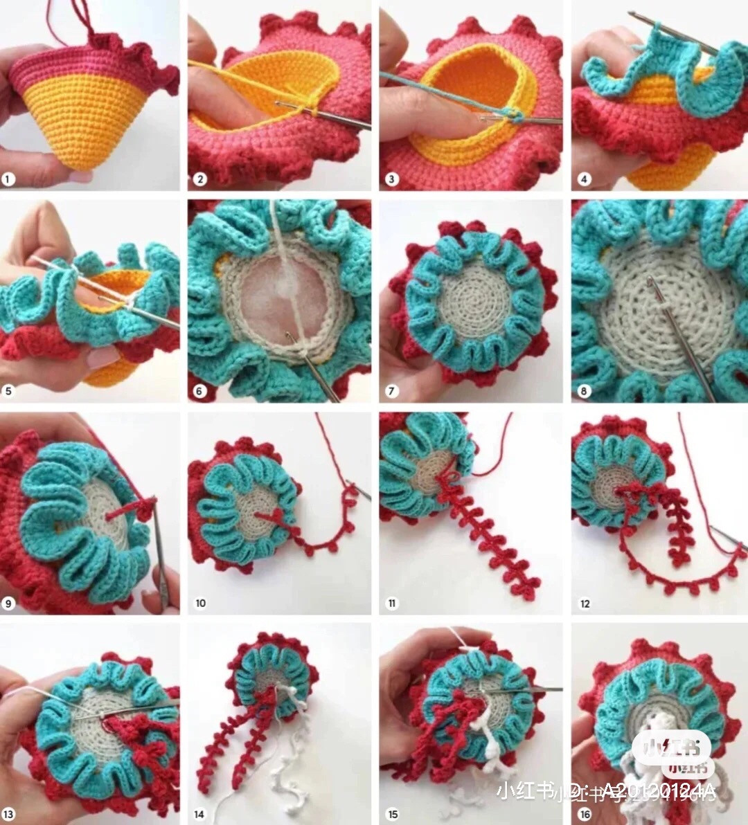 Free Crochet Pattern for Colorful Jellyfish Bella with Detailed Step-by-Step Instructions