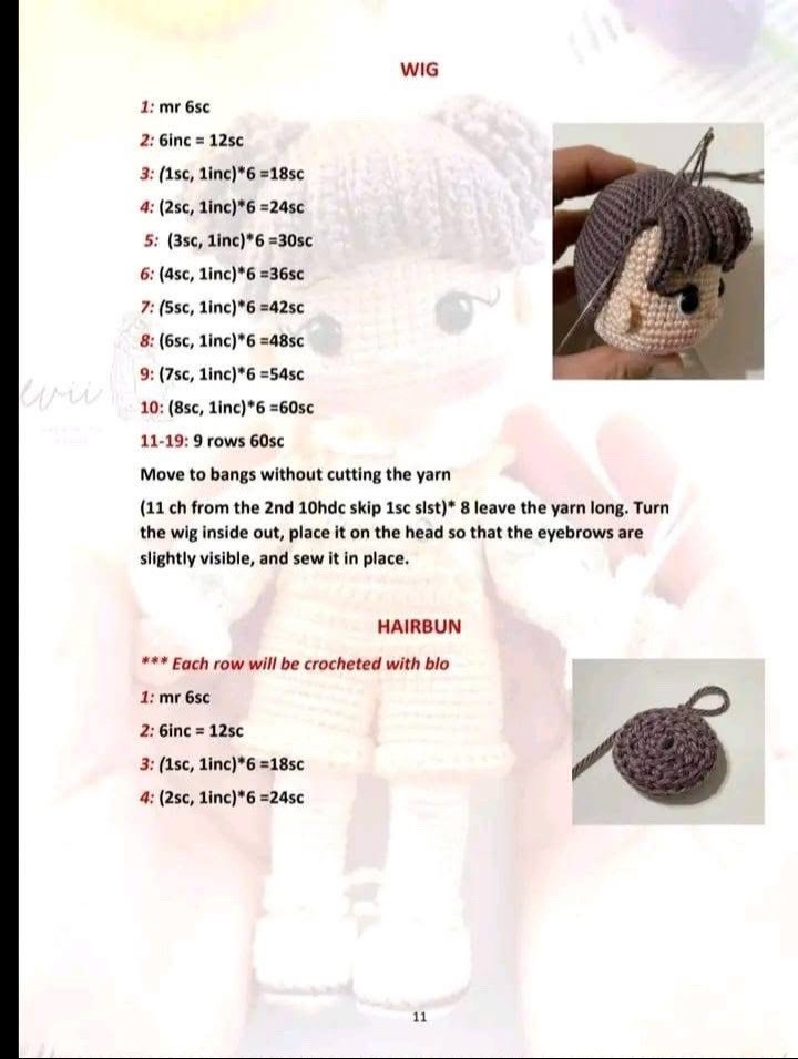 Free Crochet Pattern for Cute Amigurumi Girl Doll