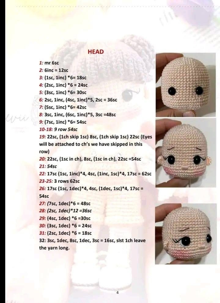 Free Crochet Pattern for Cute Amigurumi Girl Doll