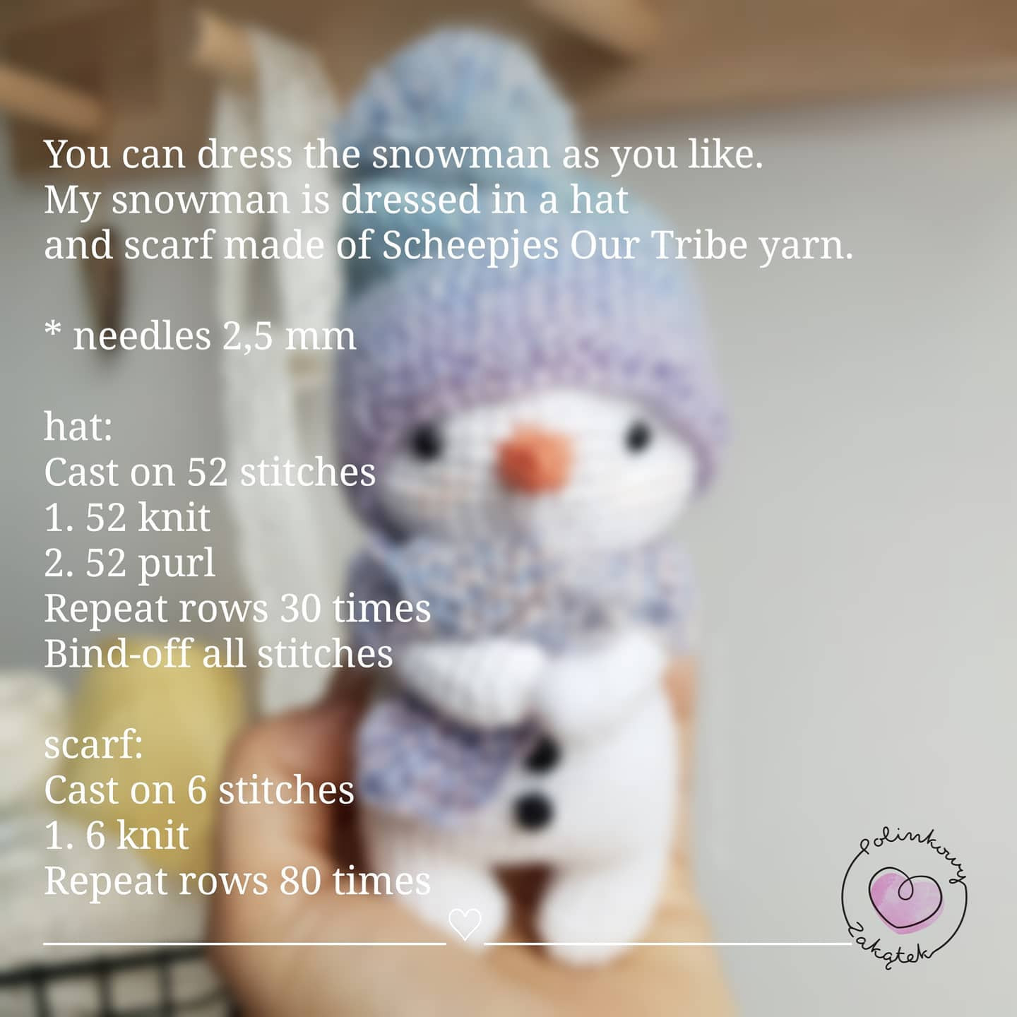 Free Crochet Pattern for Cute Amigurumi Snowman Doll