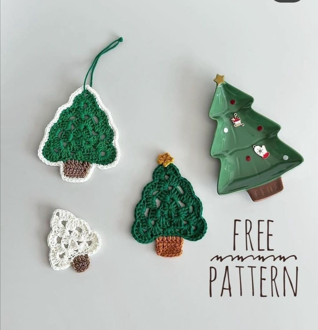 Free Crochet Pattern for Cute Animal Hair Clips and Christmas Tree Coasters