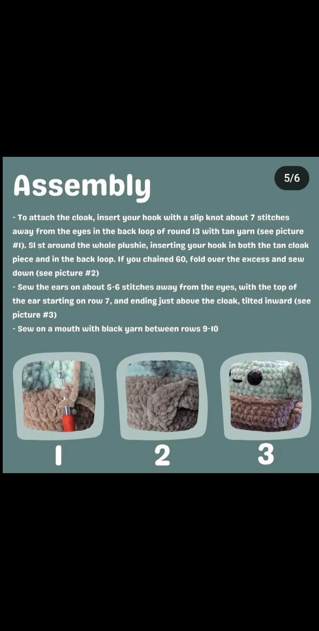 Free Crochet Pattern for Cute Baby Yoda Amigurumi Doll with Tan Cloak and Big Ears