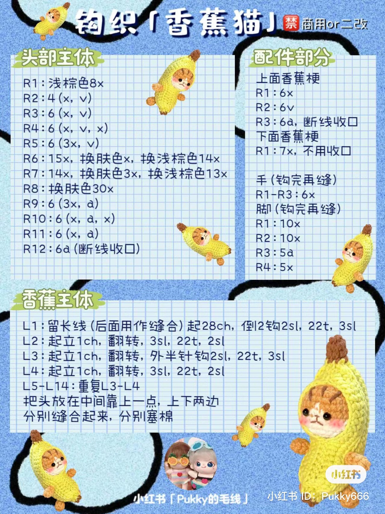 Free Crochet Pattern for Cute Banana Cat Amigurumi Keychain