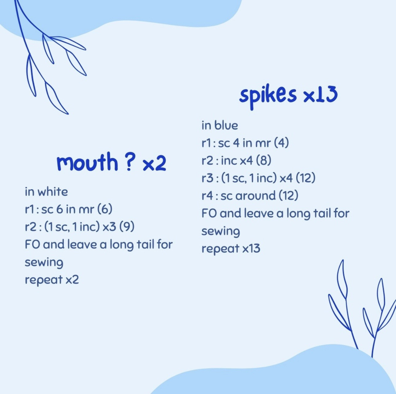 Free Crochet Pattern for Cute Blue and White Hedgehog Amigurumi