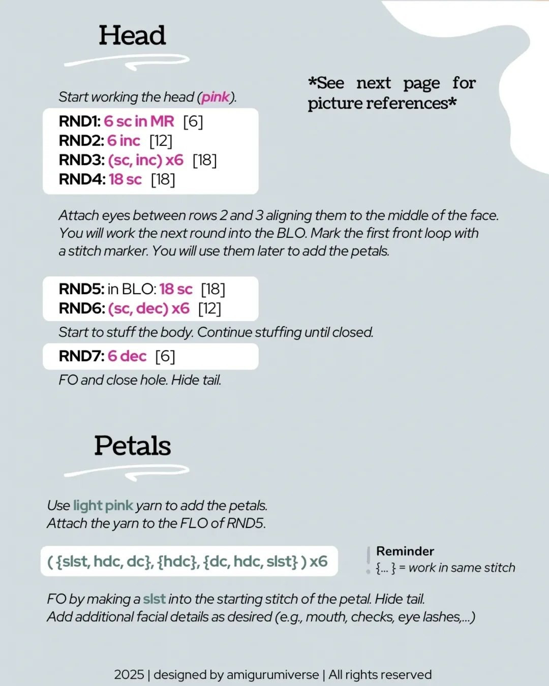 Free Crochet Pattern for Cute Cherry Blossom Amigurumi with Chenille Yarn