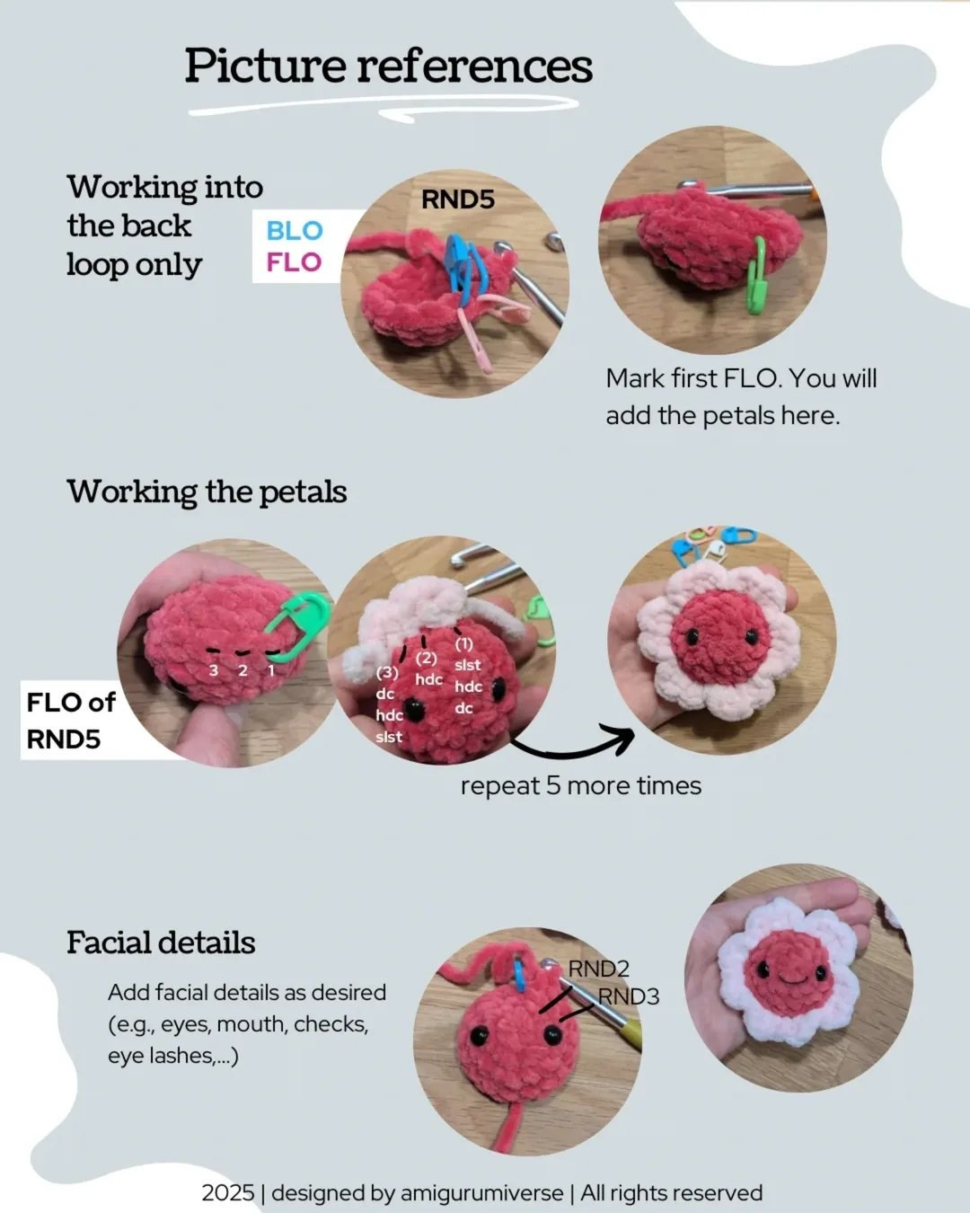 Free Crochet Pattern for Cute Cherry Blossom Amigurumi with Chenille Yarn